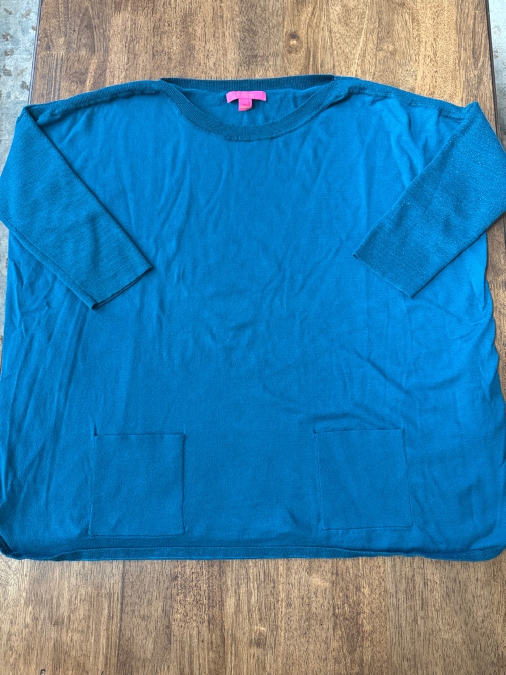 Lilly Pulitzer Teal Knit Top with Pink Label